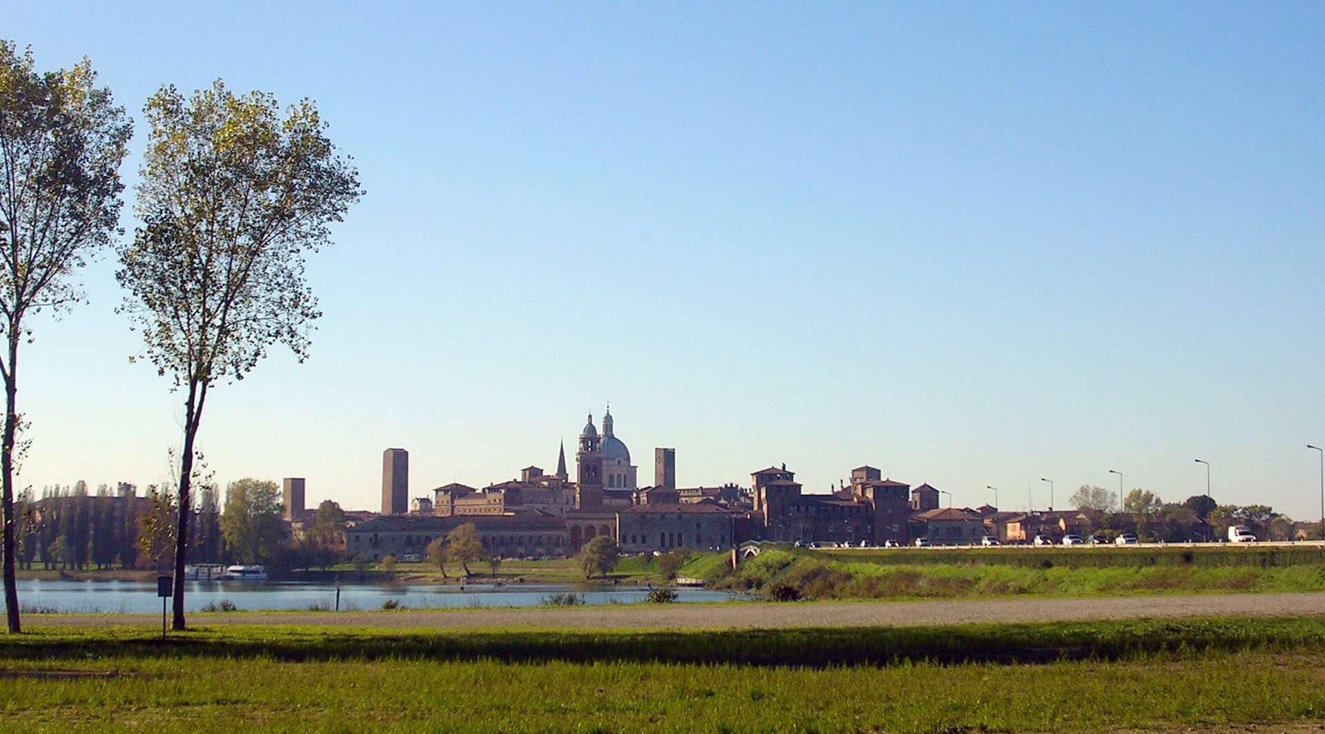 Mantua's skyline across the lake